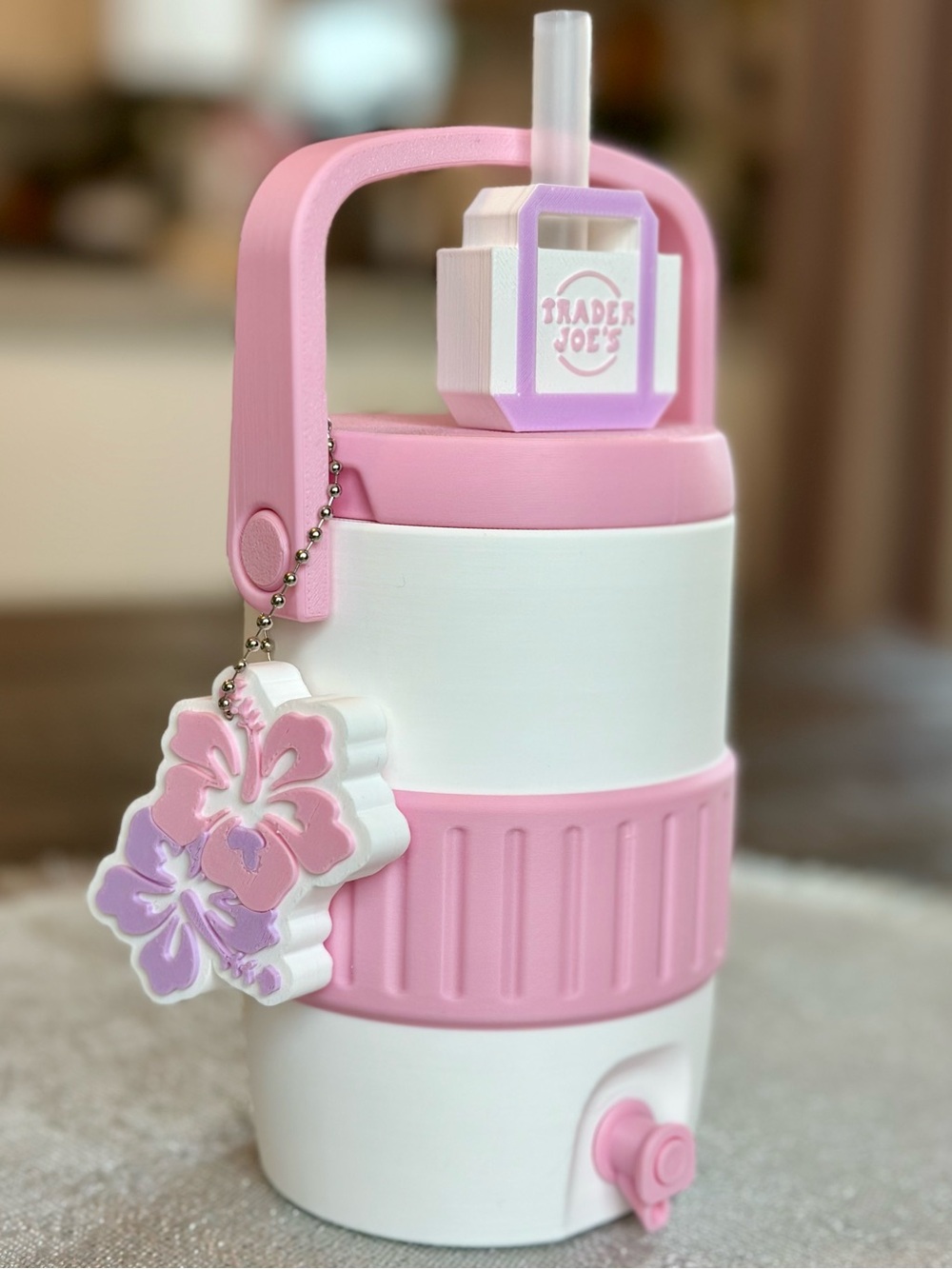 Trader Joe's Themed Can Cooler with Straw Topper and Hibiscus Tab Opener